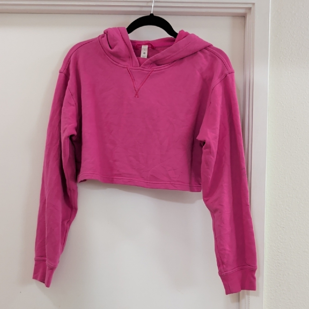 Lululemon All Yours Cropped Hoodie Sonic Pink EUC - Picture 3 of 6